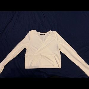 White V-neck Crop Top